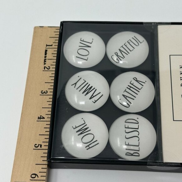 Rae Dunn 6 Glass Dome Magnets Set HOME FAMILY LOVE BLESSED GATHER GRATEFUL Gift - Picture 7 of 9